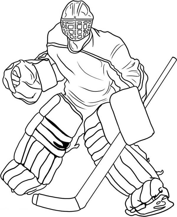 Hockey goal keeper player costume coloring page