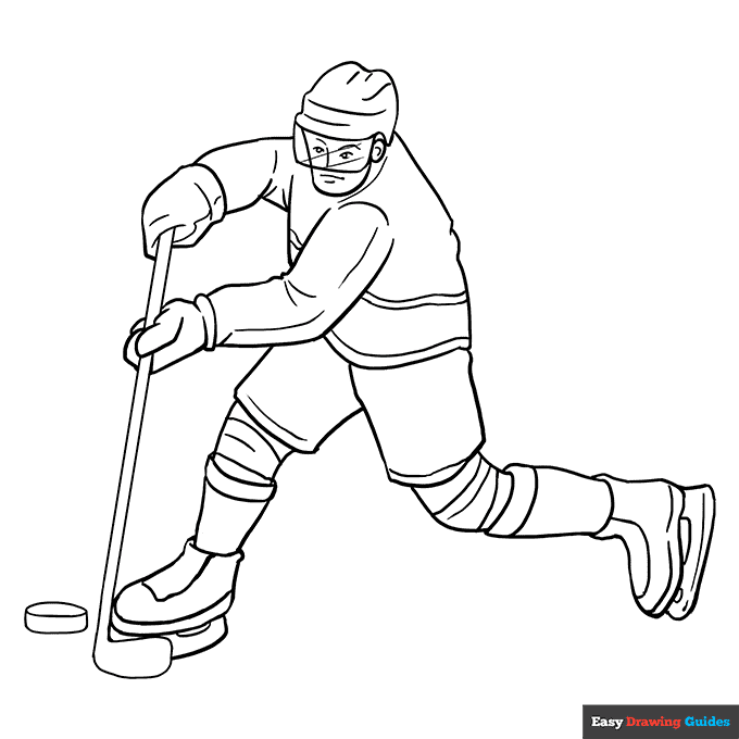 Hockey player coloring page easy drawing guides