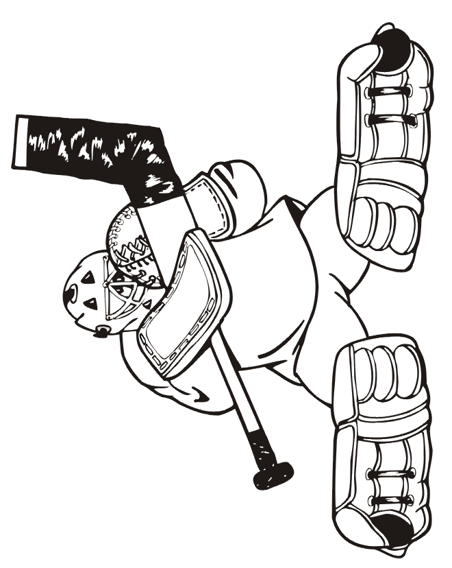 Hockey coloring page goalie with legs flaired out