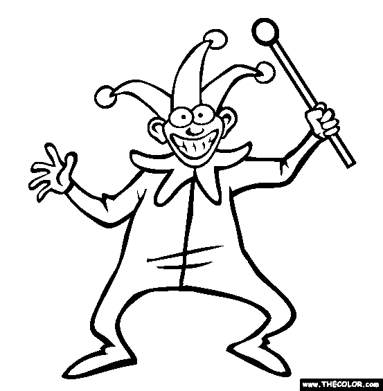 Jester and baton online coloring page