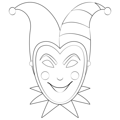 Jester mask coloring page free printable coloring pages