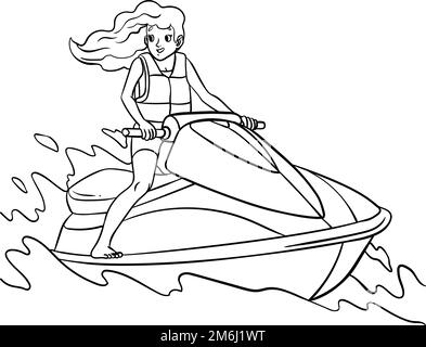 Jet ski isolated coloring page for kids stock vector image art