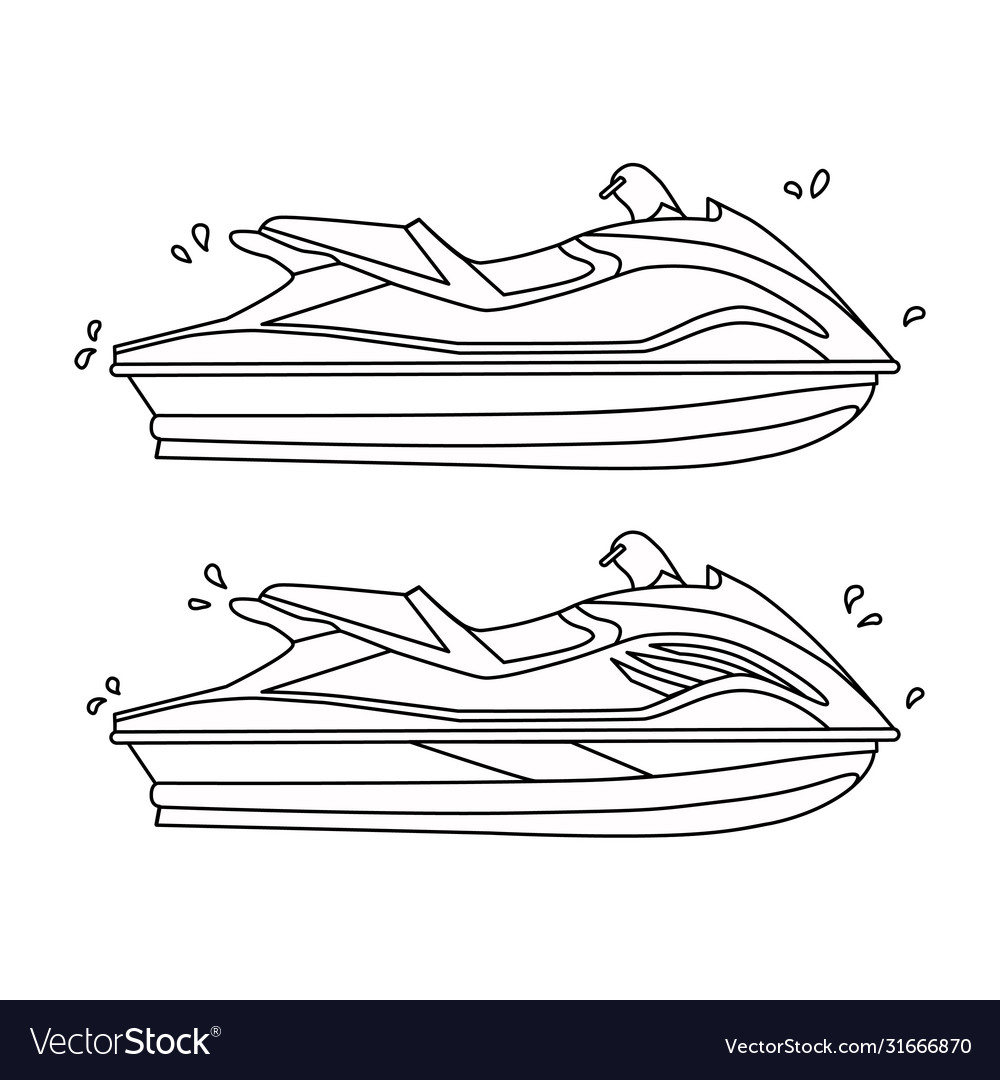 Set jet ski outline coloring book royalty free vector image