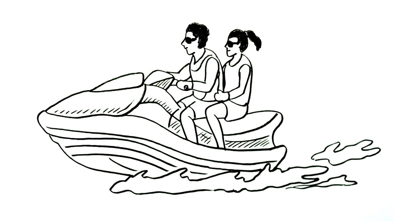 Drawing couple on a jet ski how to draw a jet ski jet ski line drawing