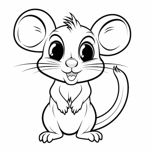 Premium ai image kangaroo rat art outline hand drawn cute coloring book kawaii line art