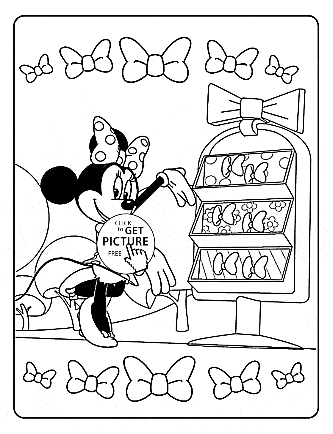 Minnie mouse and bows coloring page for kids for girls coloring pages printables free