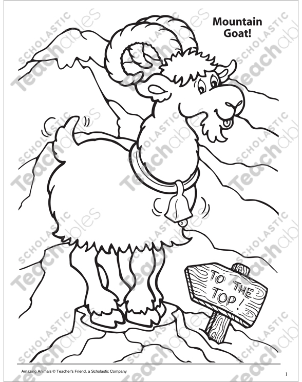 Mountain goat amazing animals coloring page printable coloring pages