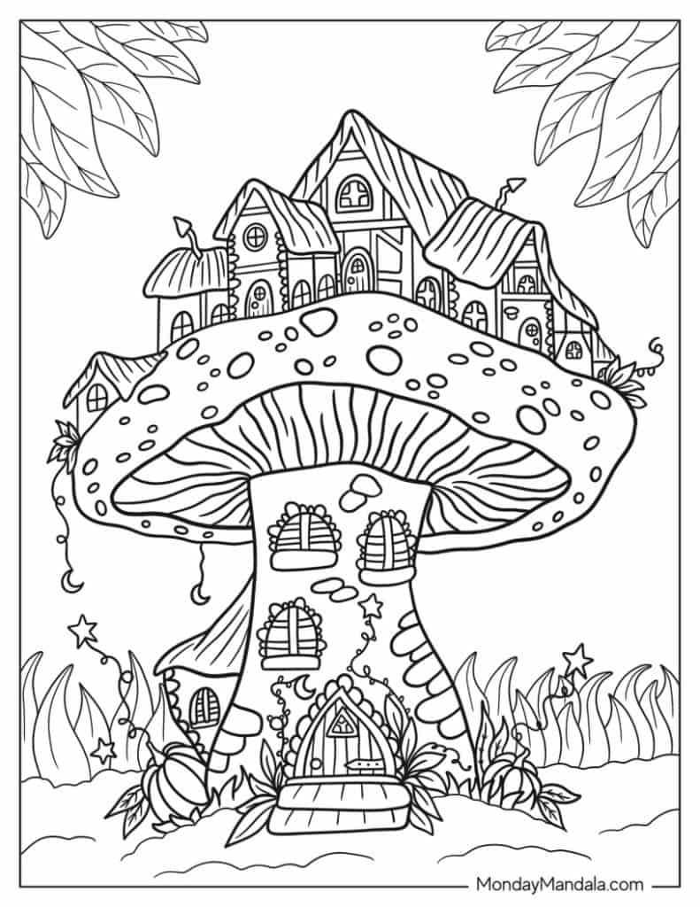 Mushroom coloring pages free pdf printables