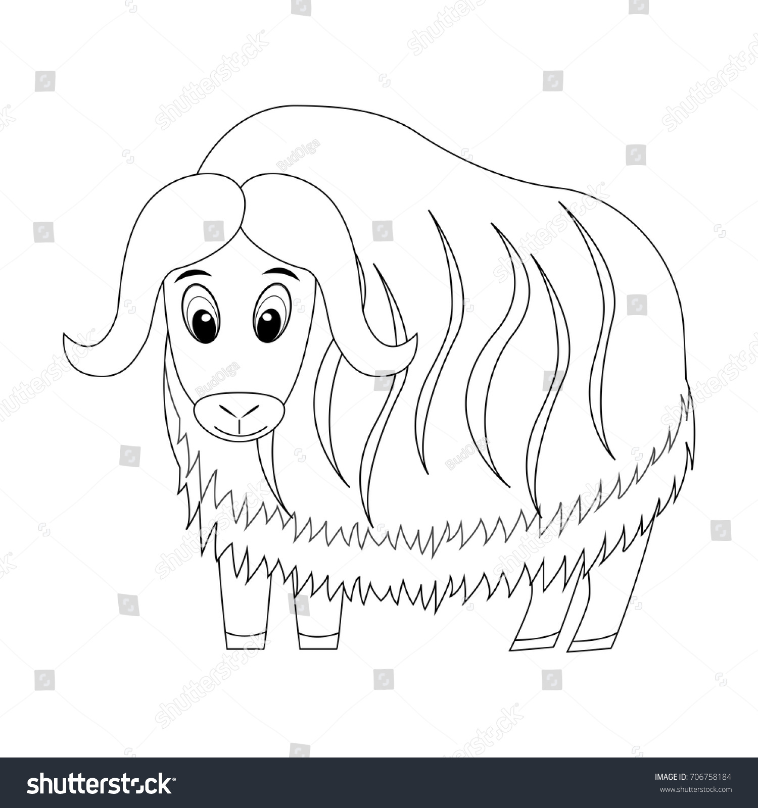 Colorless funny cartoon musk ox vector stock vector royalty free