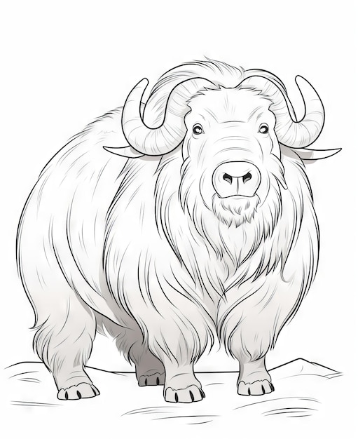Premium ai image coloring page for kids muskox cartoon style thick lines low detail no