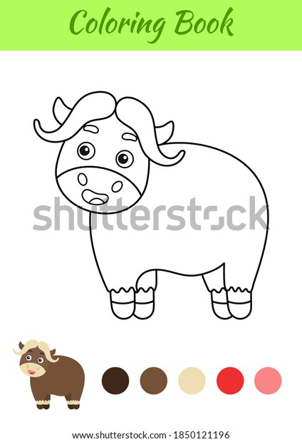 Coloring page happy musk ox coloring stock vector royalty free