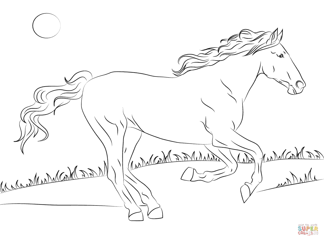 Beautiful mustang horse coloring page free printable coloring pages