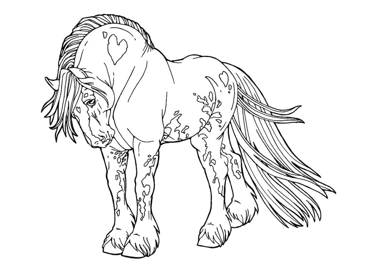 Sad horse coloring page