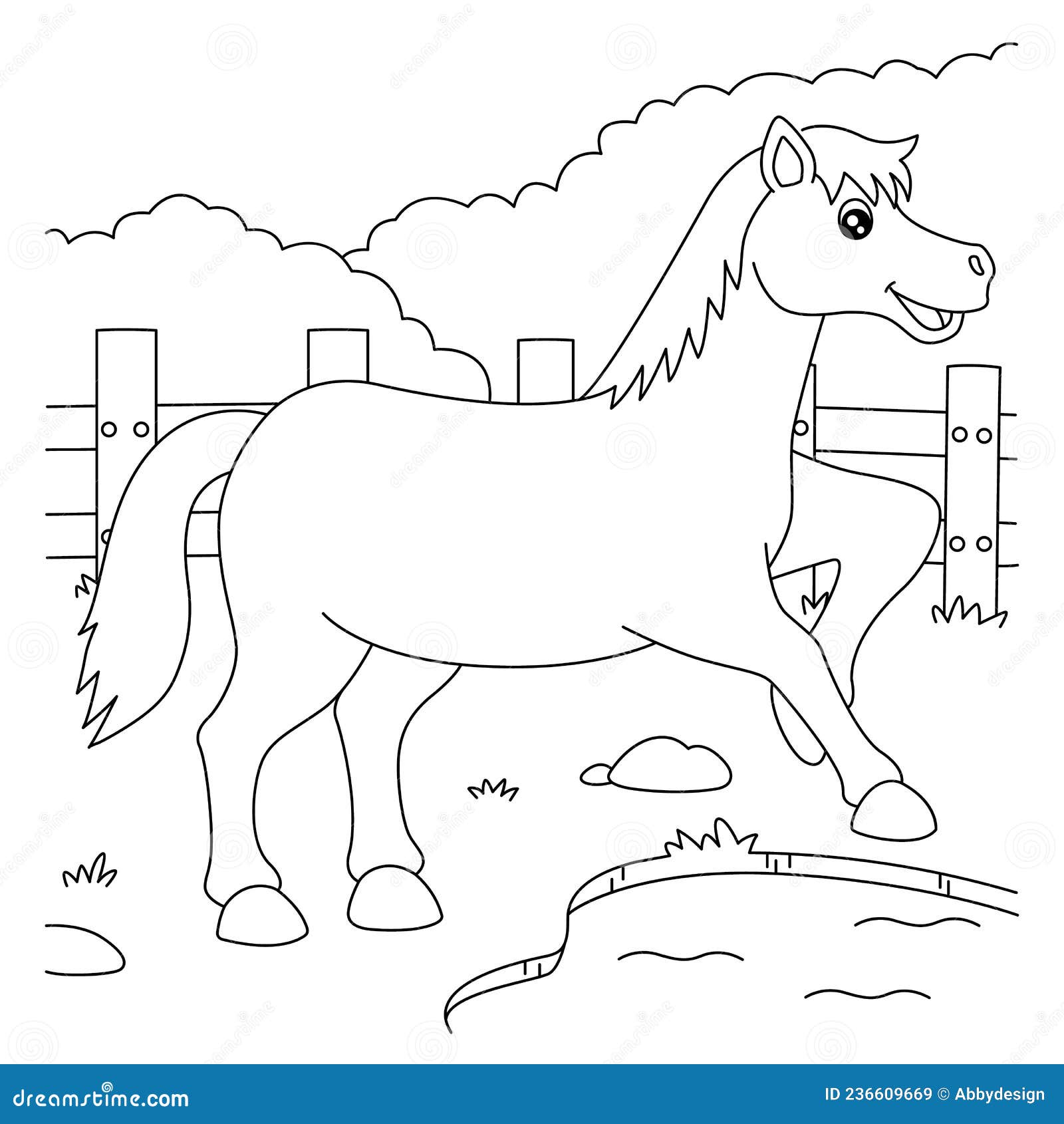 Horse coloring page for kids stock vector