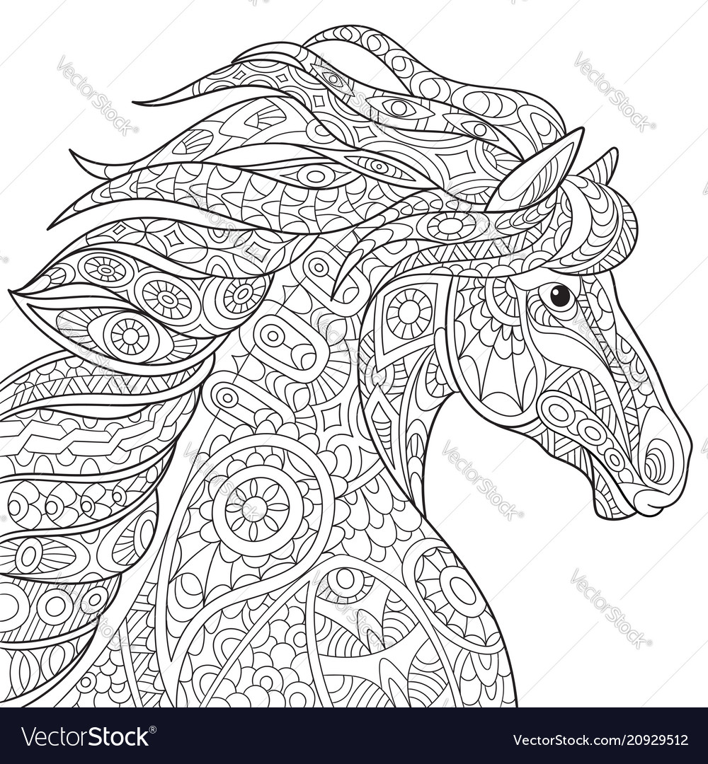 Mustang horse coloring page royalty free vector image