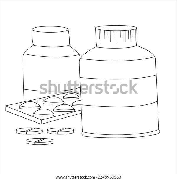 Cute cartoon medicine coloring page kidsvector stock vector royalty free