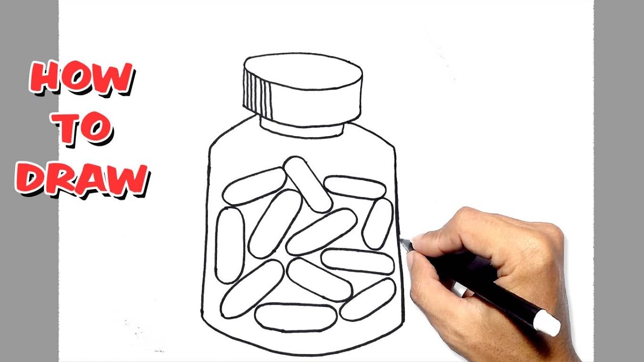 How to draw medicine bottle step by step