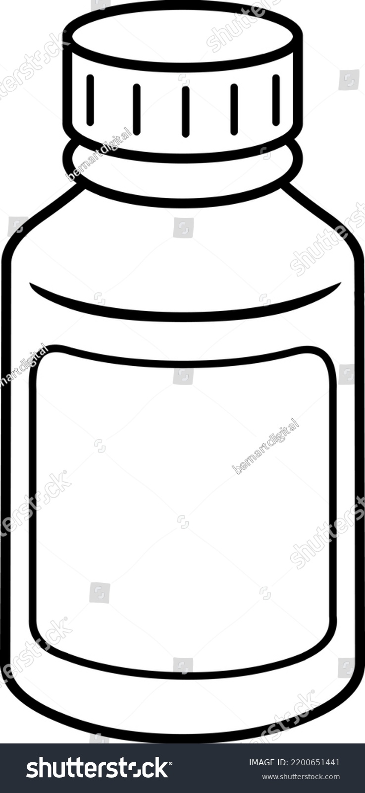 Black white drawing medicine bottle coloring stock vector royalty free