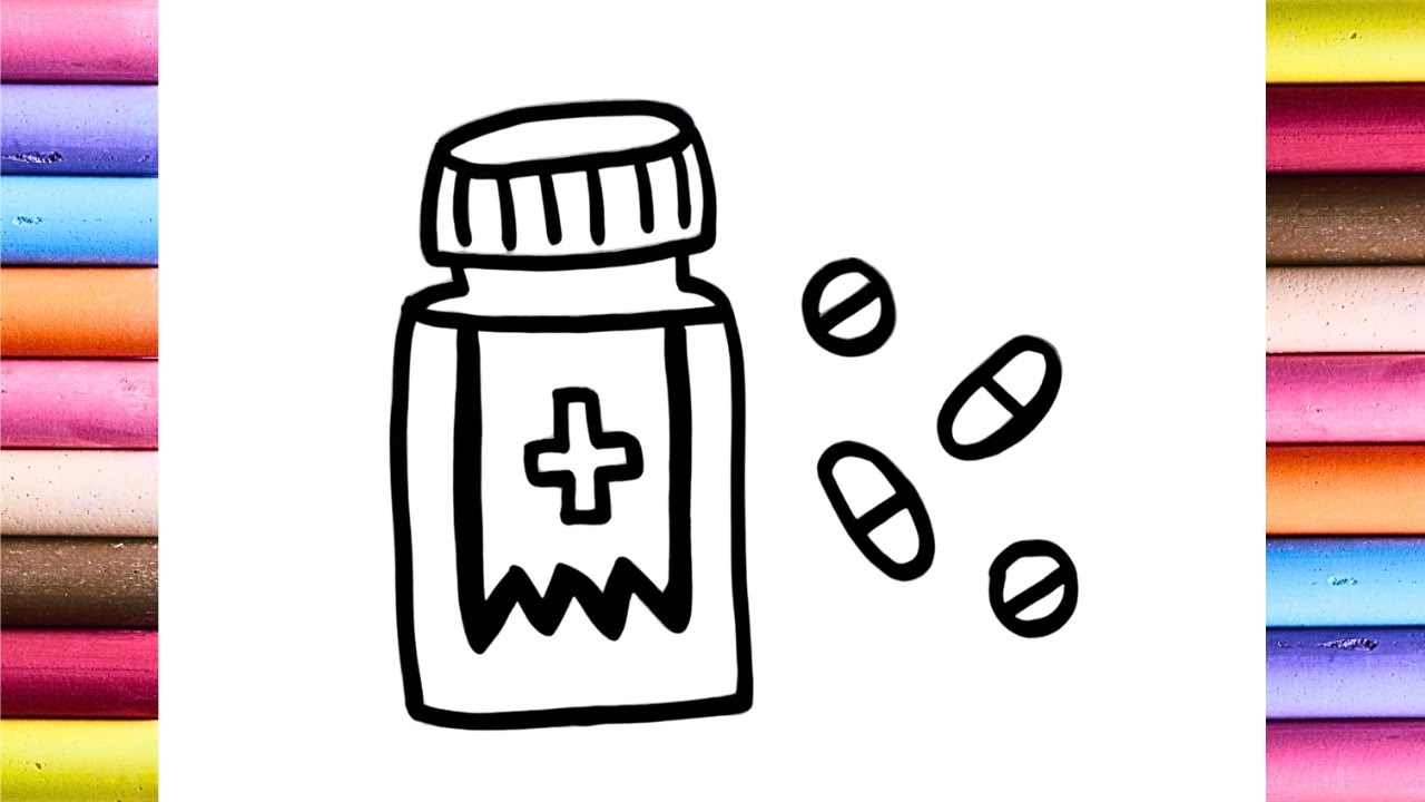 How to draw a medicine bottle colouring and painting for kids toddlers