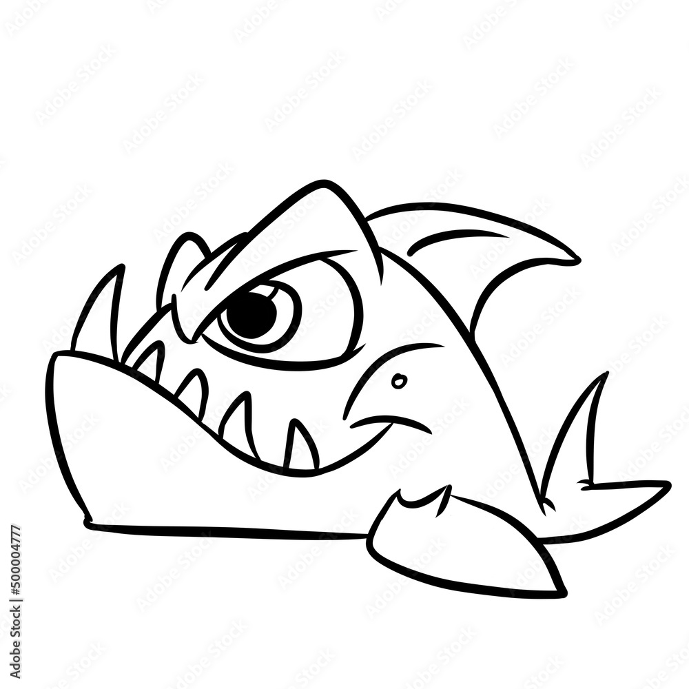 Predatory dangerous fish piranha coloring page cartoon illustration illustration