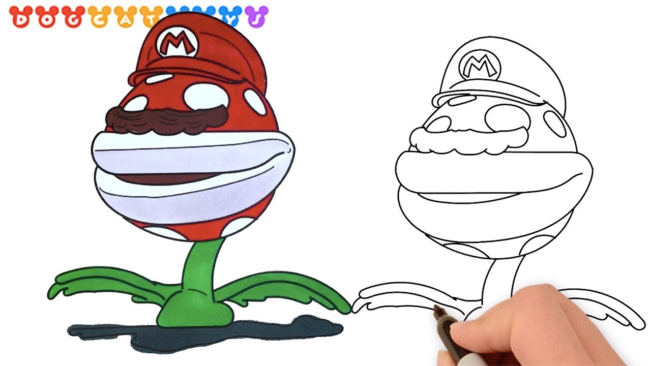 Speed drawing super mario odyssey poison piranha plant drawing coloring pages videos for kids