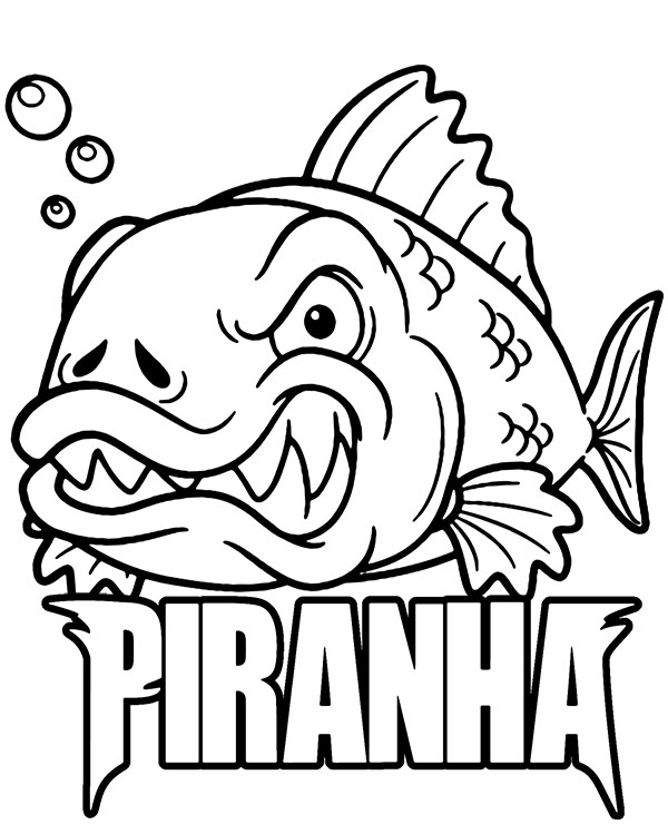 Cool piranha coloring page to print or download