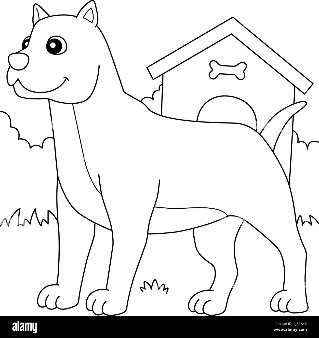 Pitbull dog coloring page for kids stock vector image art