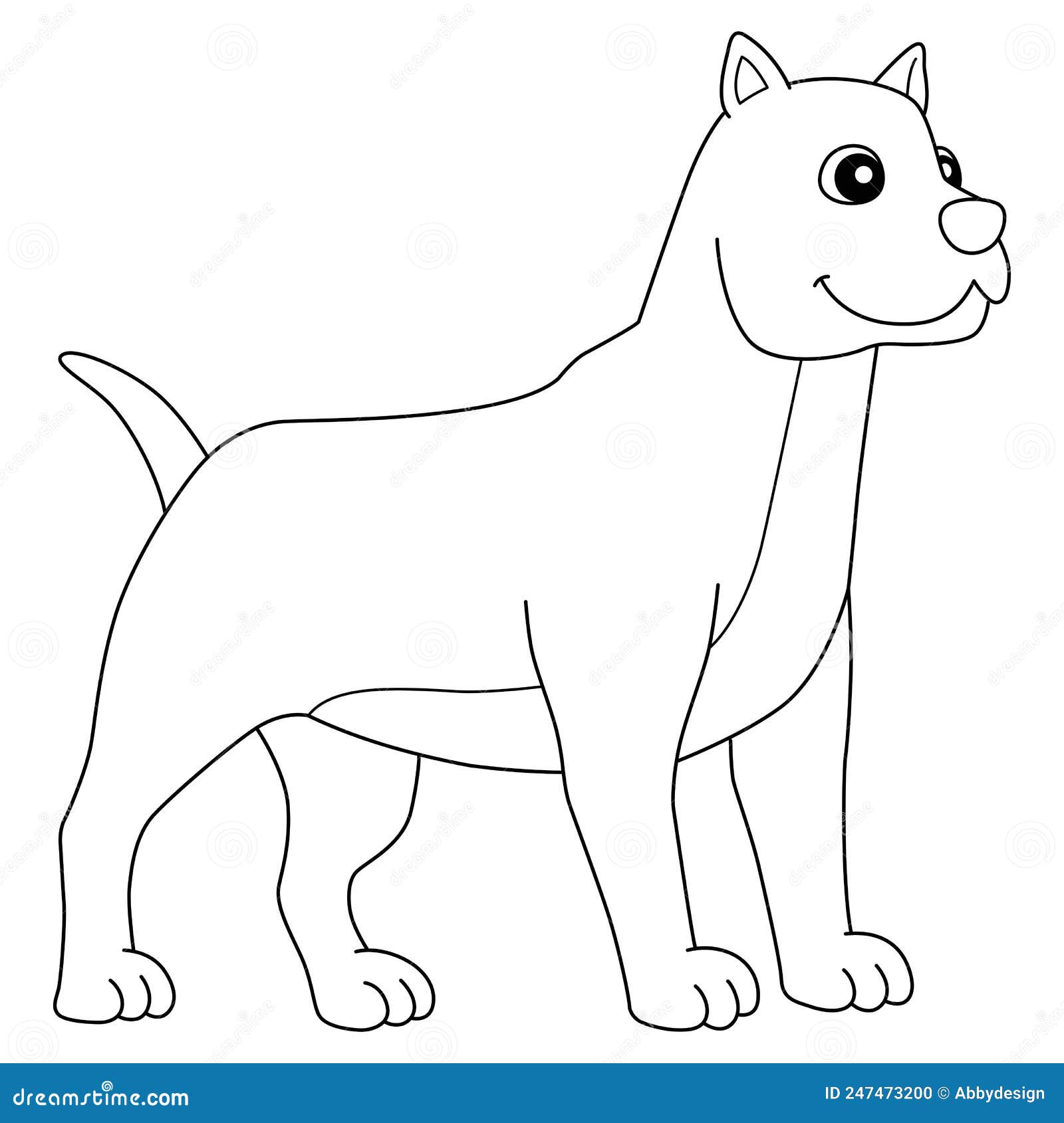 Pitbull dog coloring page isolated for kids stock vector