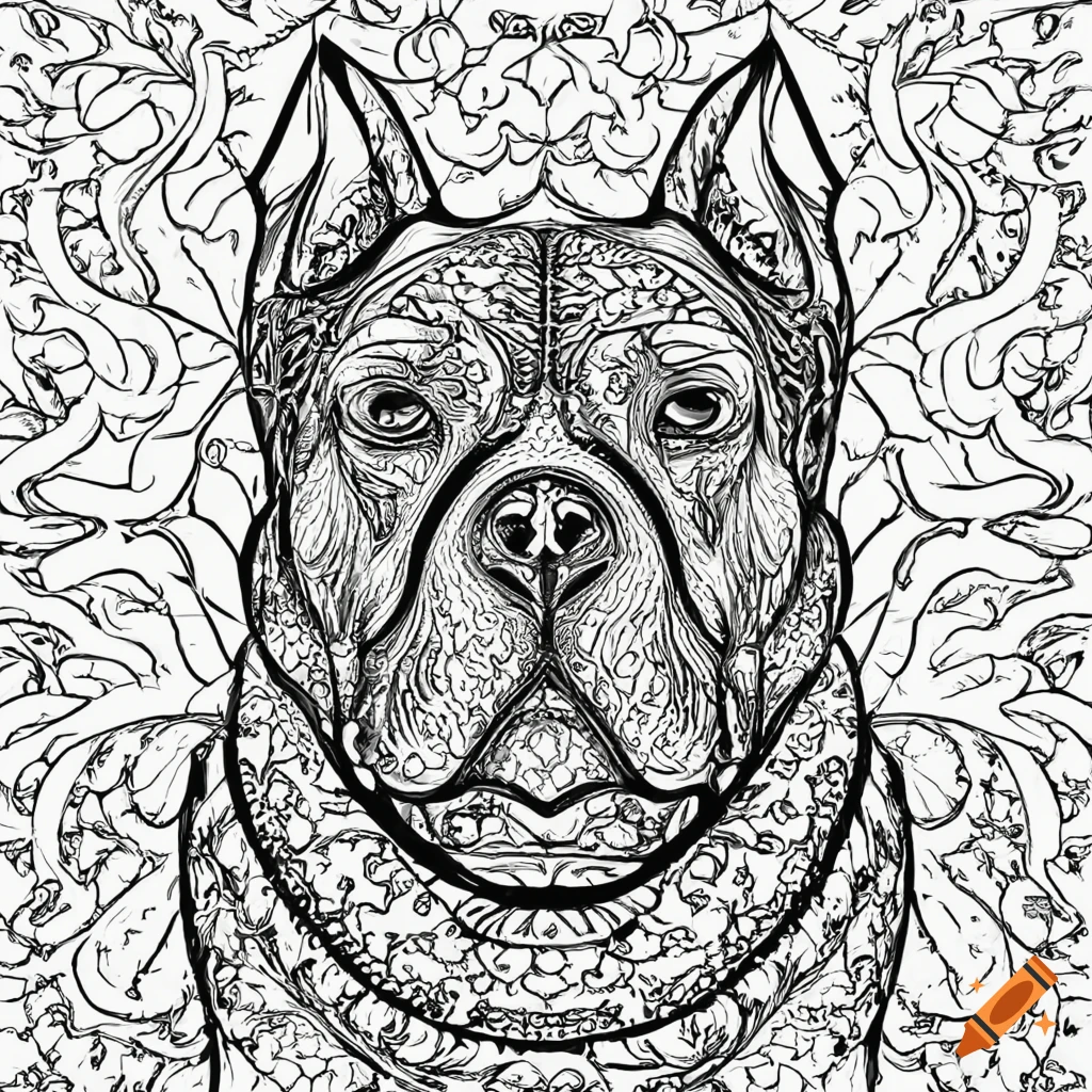 Coloring page for adults mandala pit bull image white background front clean line art fine line art hd ar on