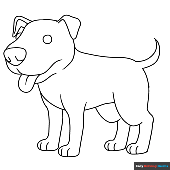 Pitbull coloring page easy drawing guides