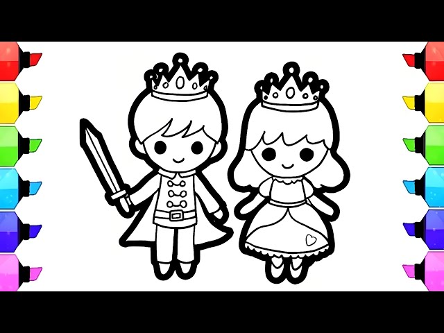 Princess and prince drawing coloring and painting for kids toddlers art for kids