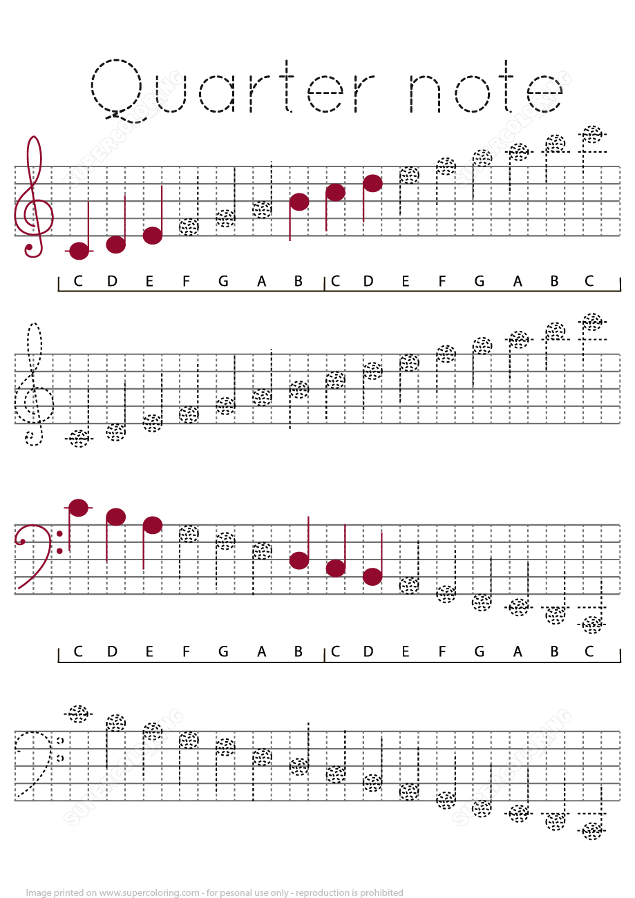 Draw a quarter note music lesson free printable puzzle games