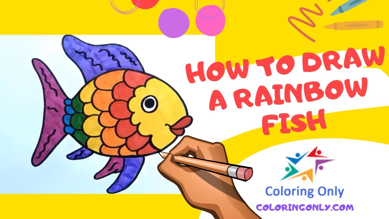 How to draw a rainbow fish