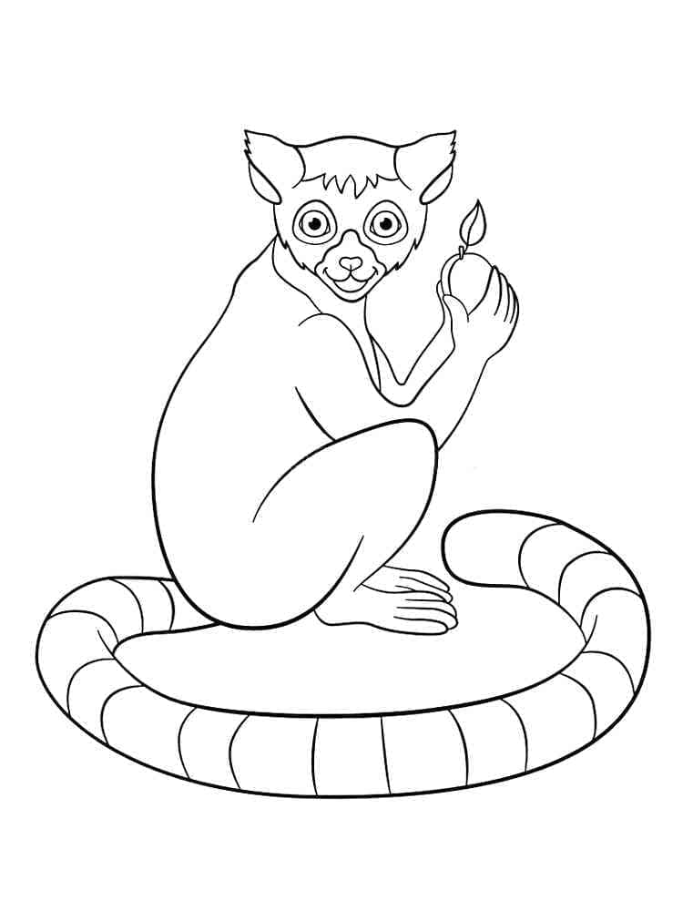 Cute lemur coloring page