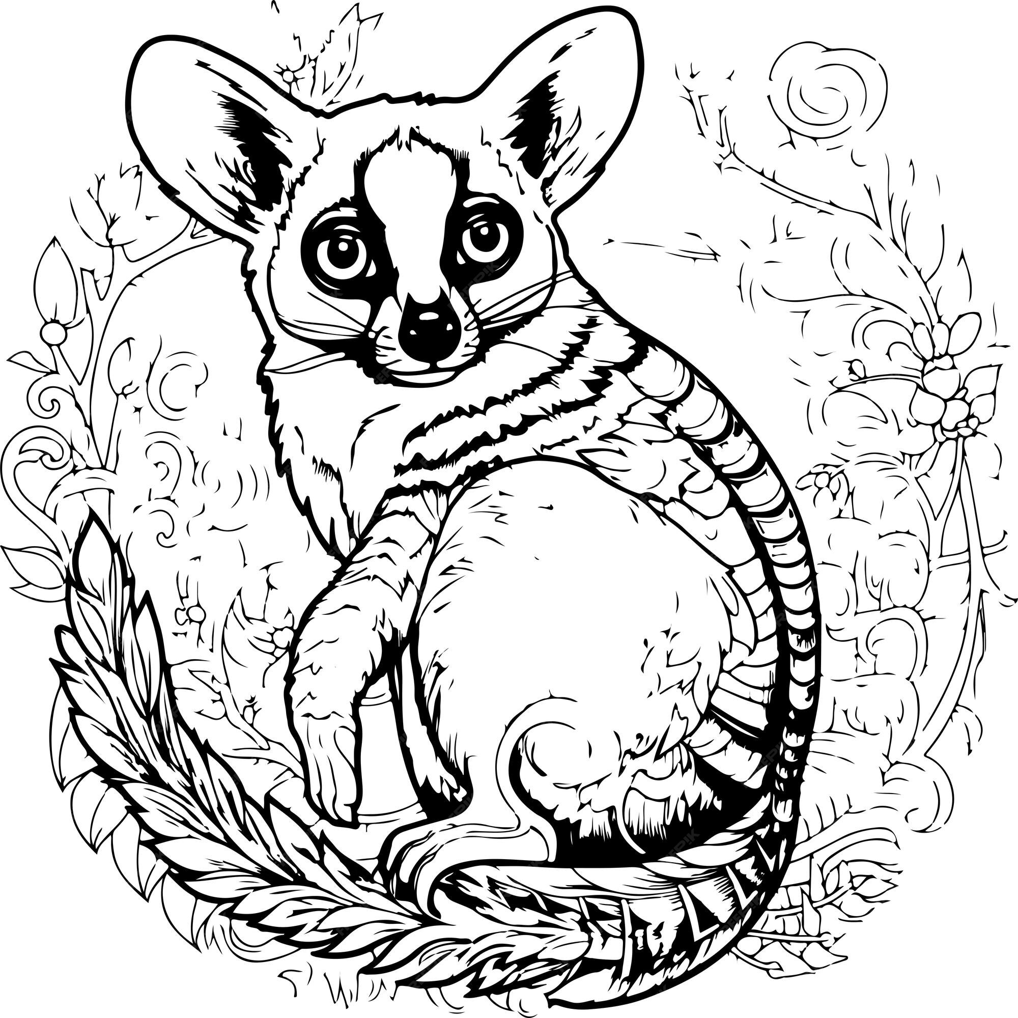 Premium vector ring tailed lemur coloring page