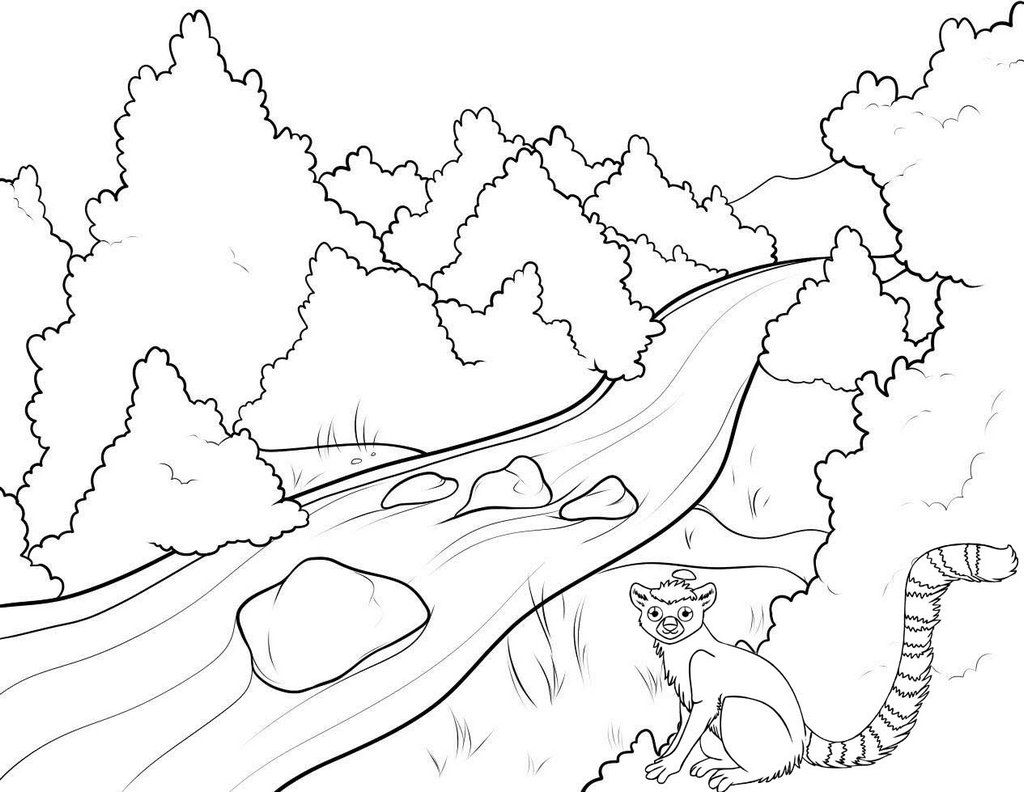 River and animal nature coloring page river drawing water drawing art drawings