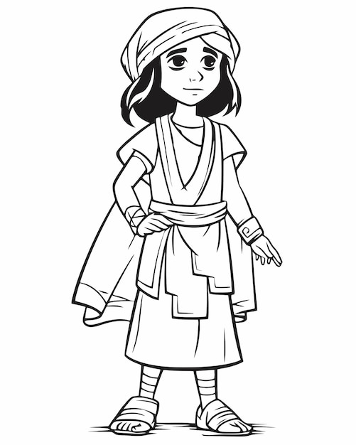 Premium vector boy wearing robes coloring oage