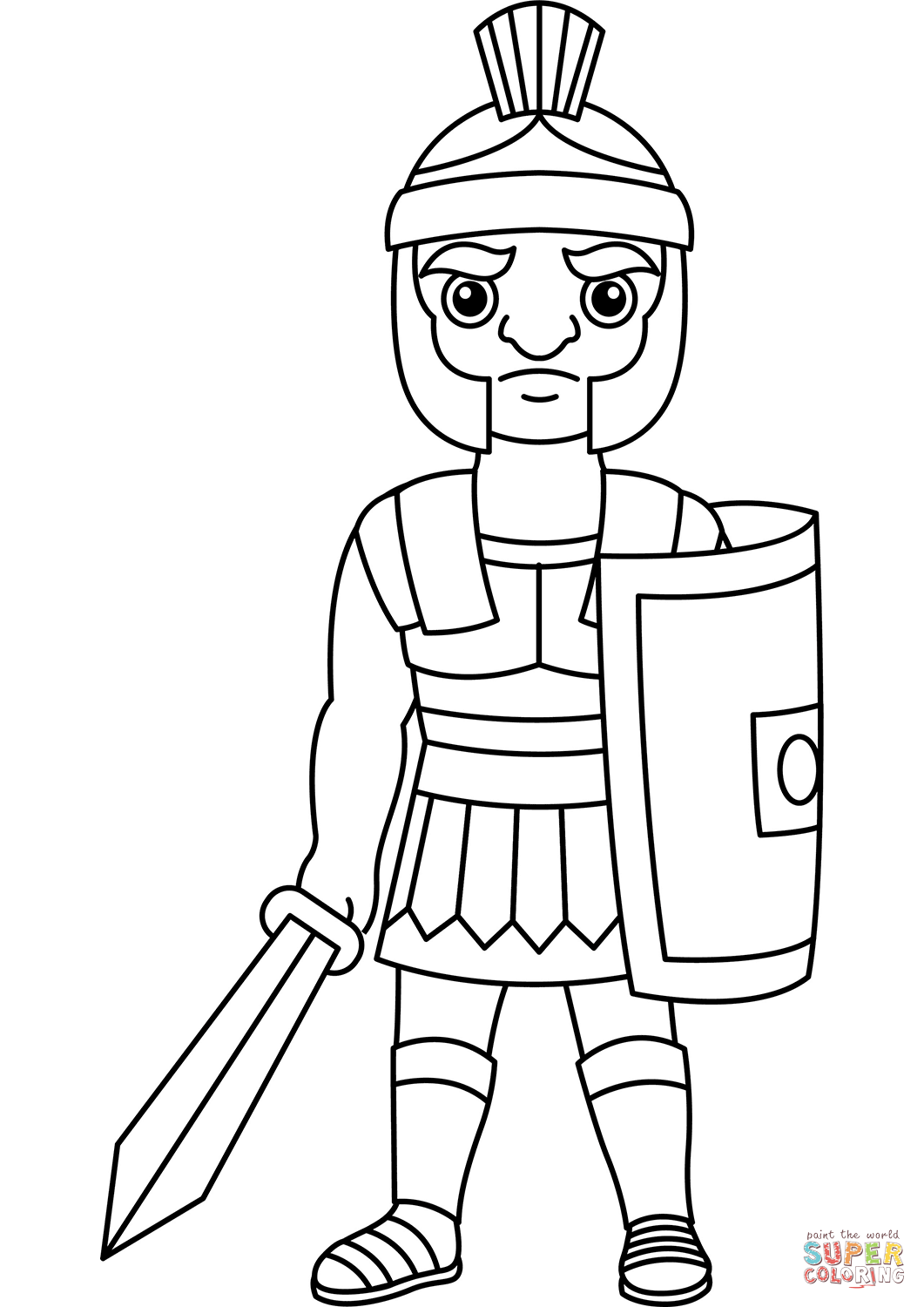 Cartoon roman soldier coloring page free printable coloring pages