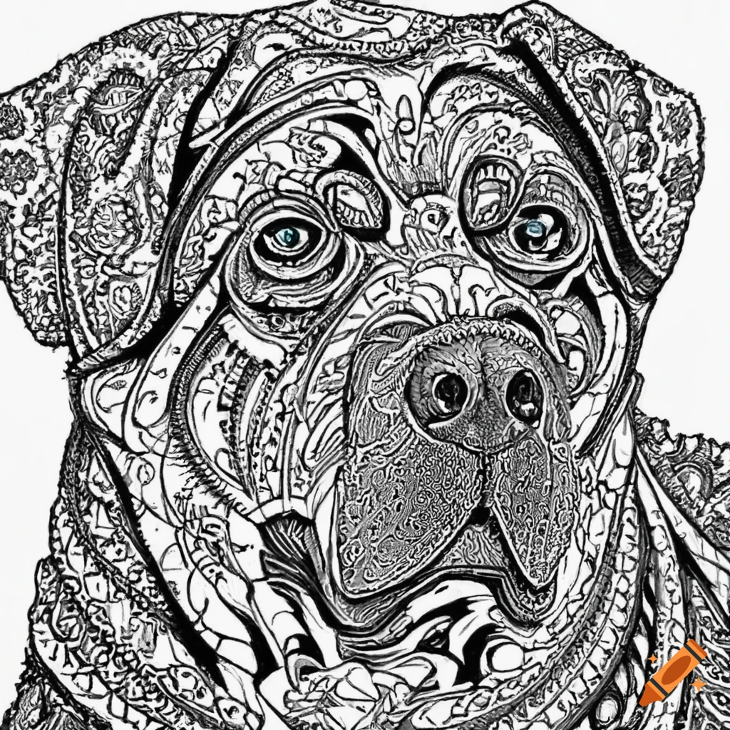 Colouring pages mandala dog image rottweiler white background on