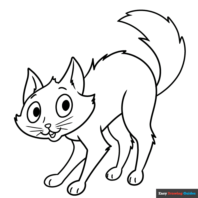 Scared cat coloring page easy drawing guides