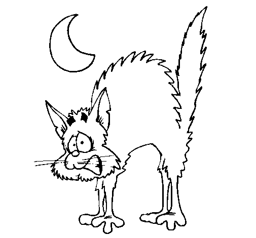 Scared cat coloring page