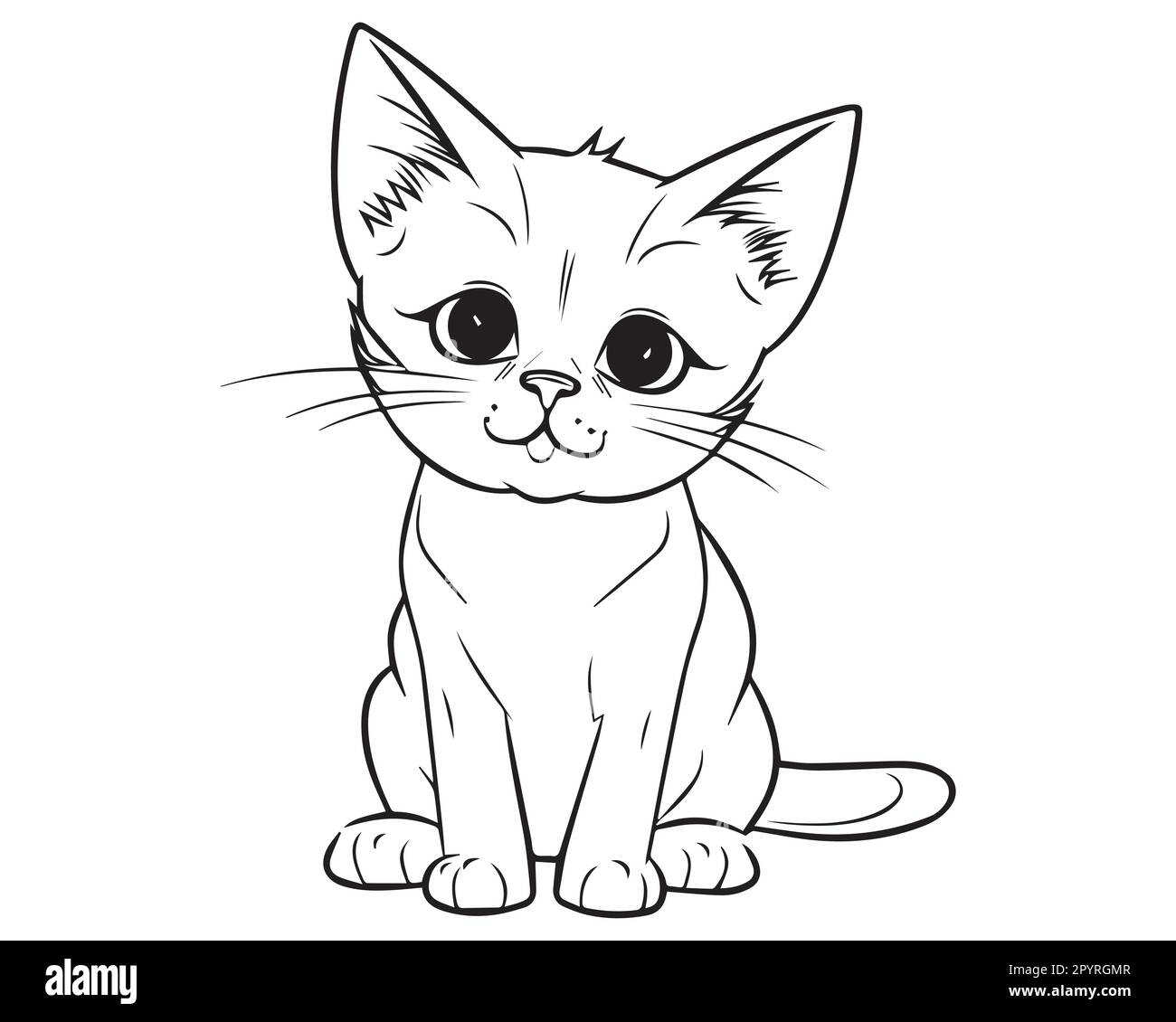 A drawing of a cat with a black outline silhouette line art cat coloring page stock vector image art