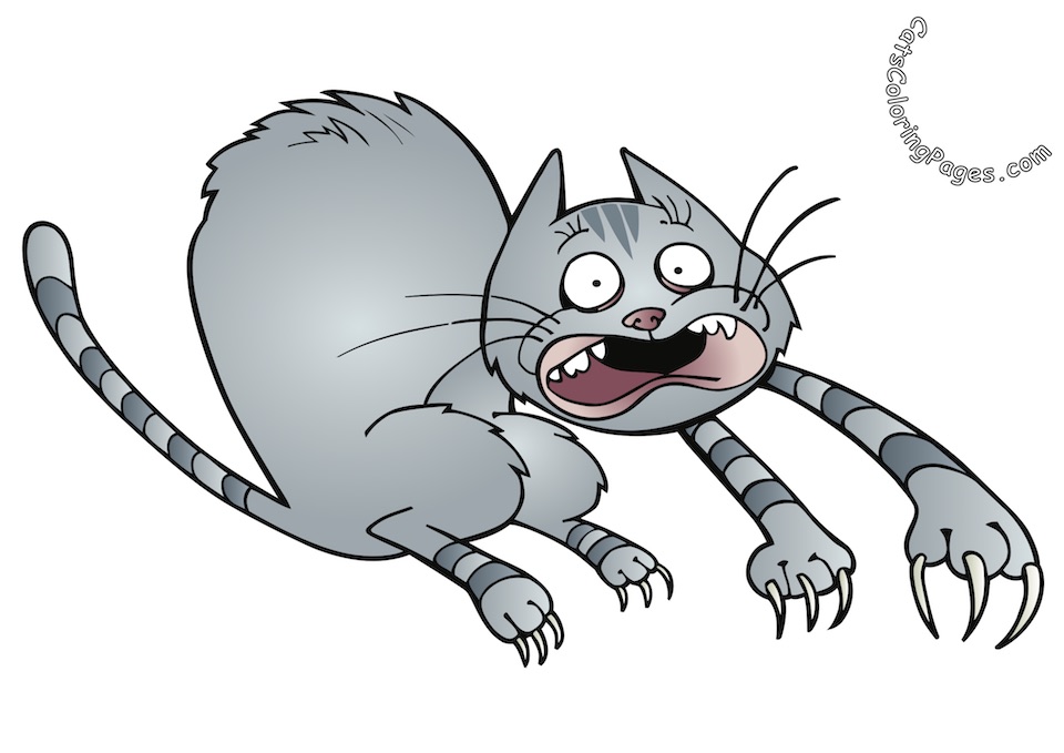 Scared cat coloring page