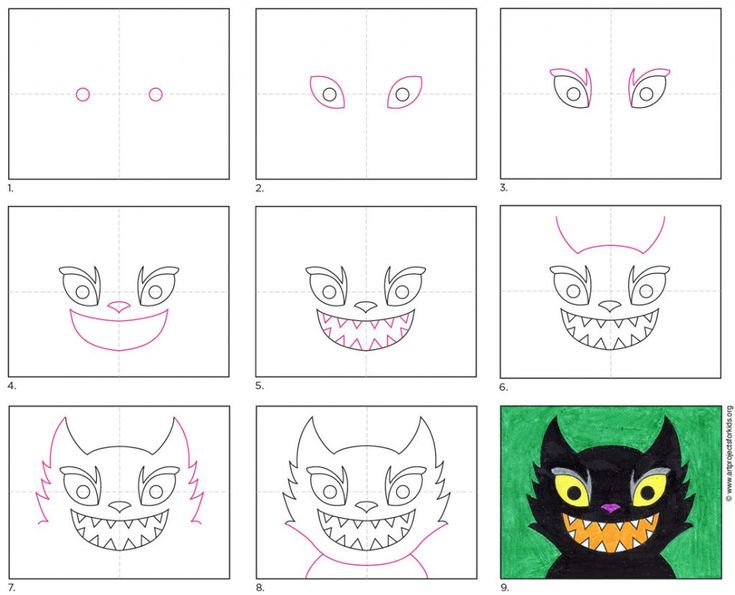 Easy how to draw a scary cat tutorial and scary cat coloring page scary cat cat coloring page cat face drawing