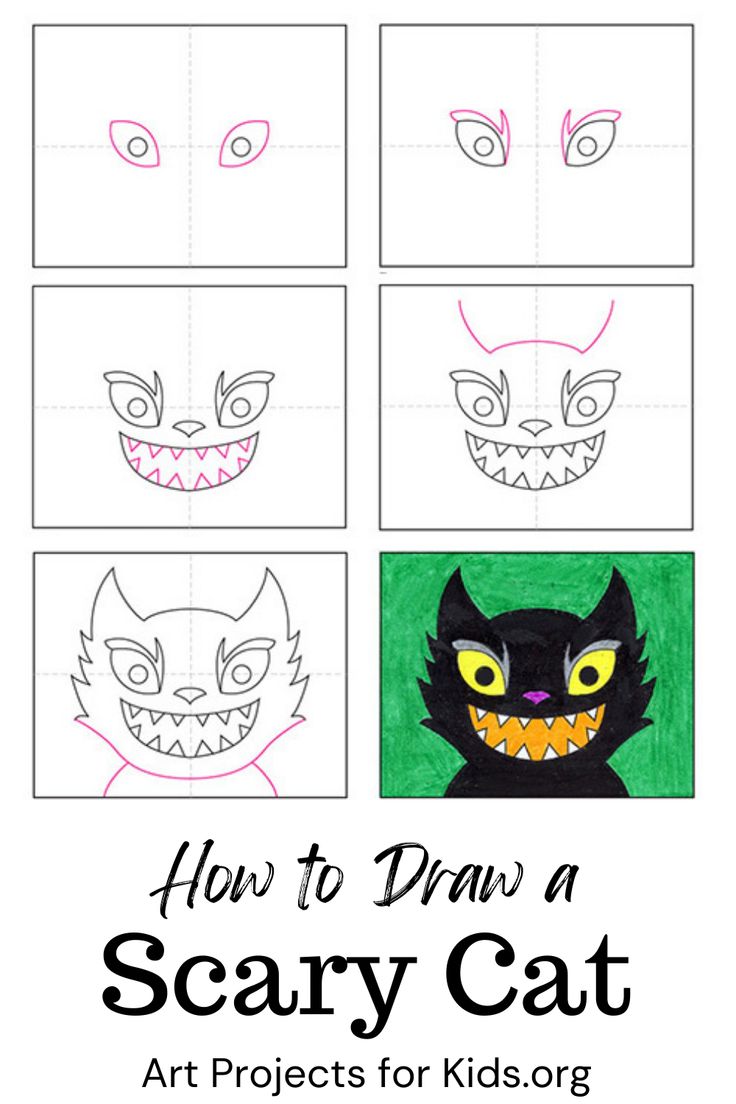 Easy how to draw a scary cat tutorial and scary cat coloring page scary cat cat face drawing cat coloring page