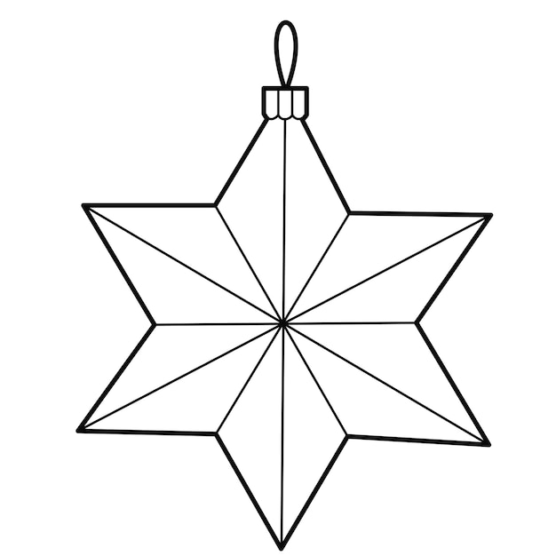 Premium vector christmas tree toy six pointed star contour illustration design elements or page of childrens coloring book