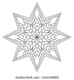 Mandala coloring page six eightpointed star stock vector royalty free