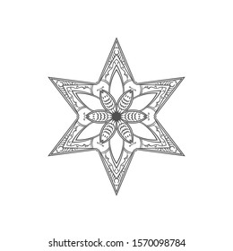 Six pointed star zentangle mandala coloring stock vector royalty free