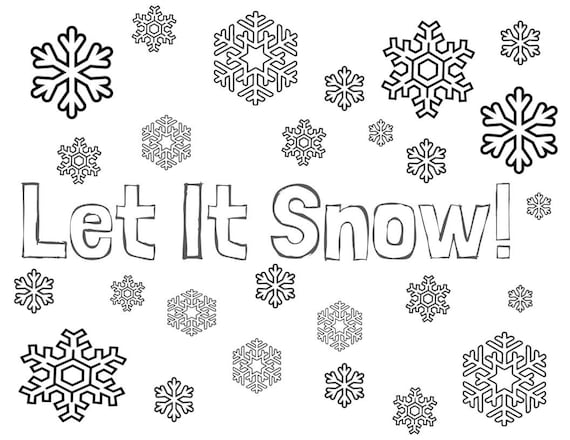 Printable let it snow snowflake coloring page worksheet