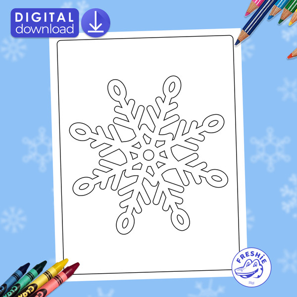 Snowflake coloring page for kids printable pdf